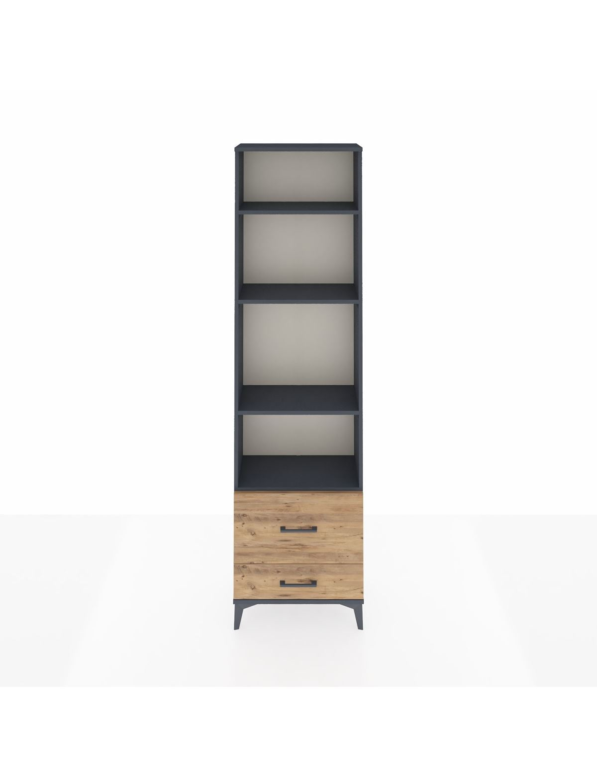 Arges Dolap 4 Raflı 2 Çekmeceli 60x30x221 Antrasit-Çam