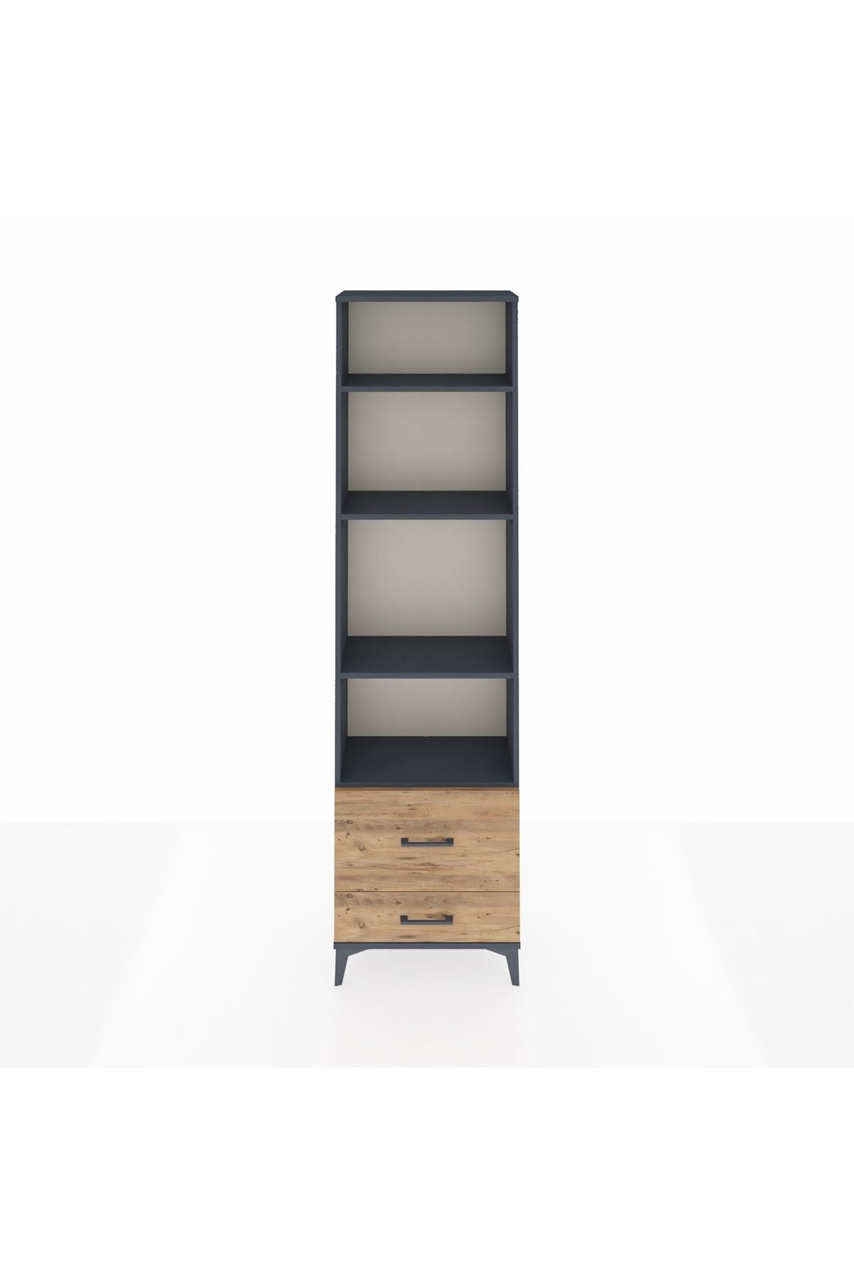 Arges Dolap 4 Raflı 2 Çekmeceli 60x30x221 Antrasit-Çam