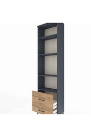 Arges Dolap 4 Raflı 2 Çekmeceli 60x30x221 Antrasit-Çam