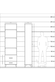 Arges Dolap 4 Raflı 2 Çekmeceli 60x30x221 Çam-Aytaşı