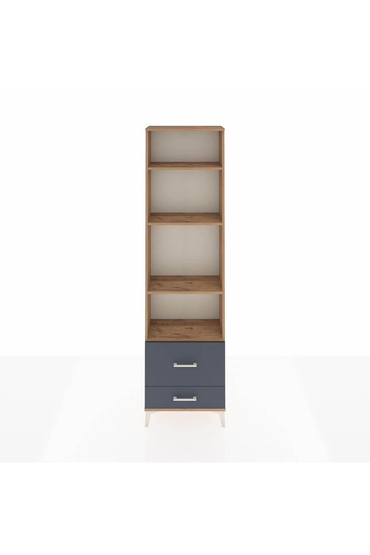 Arges Dolap 4 Raflı 2 Çekmeceli 60x30x221 Çam-Antrasit