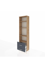 Arges Dolap 4 Raflı 2 Çekmeceli 60x30x221 Çam-Antrasit