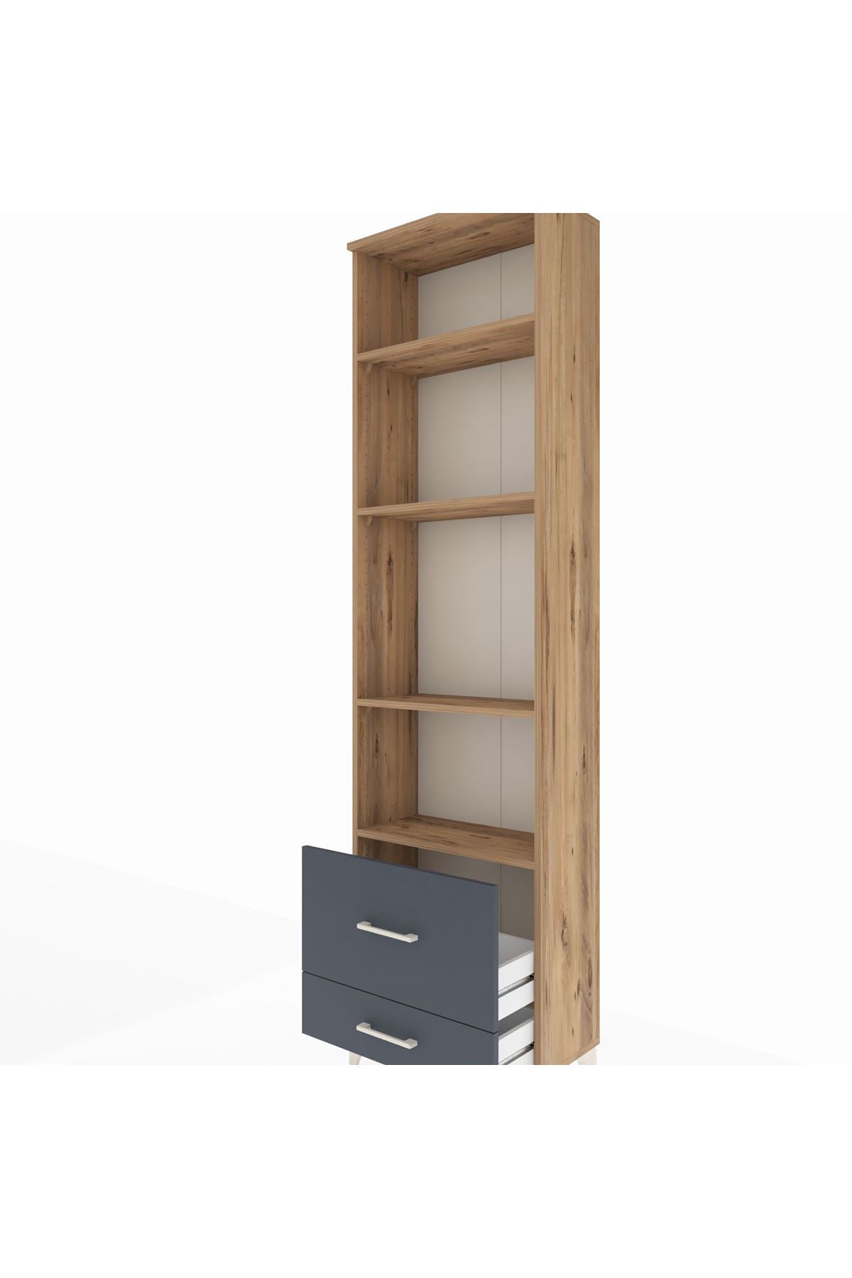 Arges Dolap 4 Raflı 2 Çekmeceli 60x30x221 Çam-Antrasit