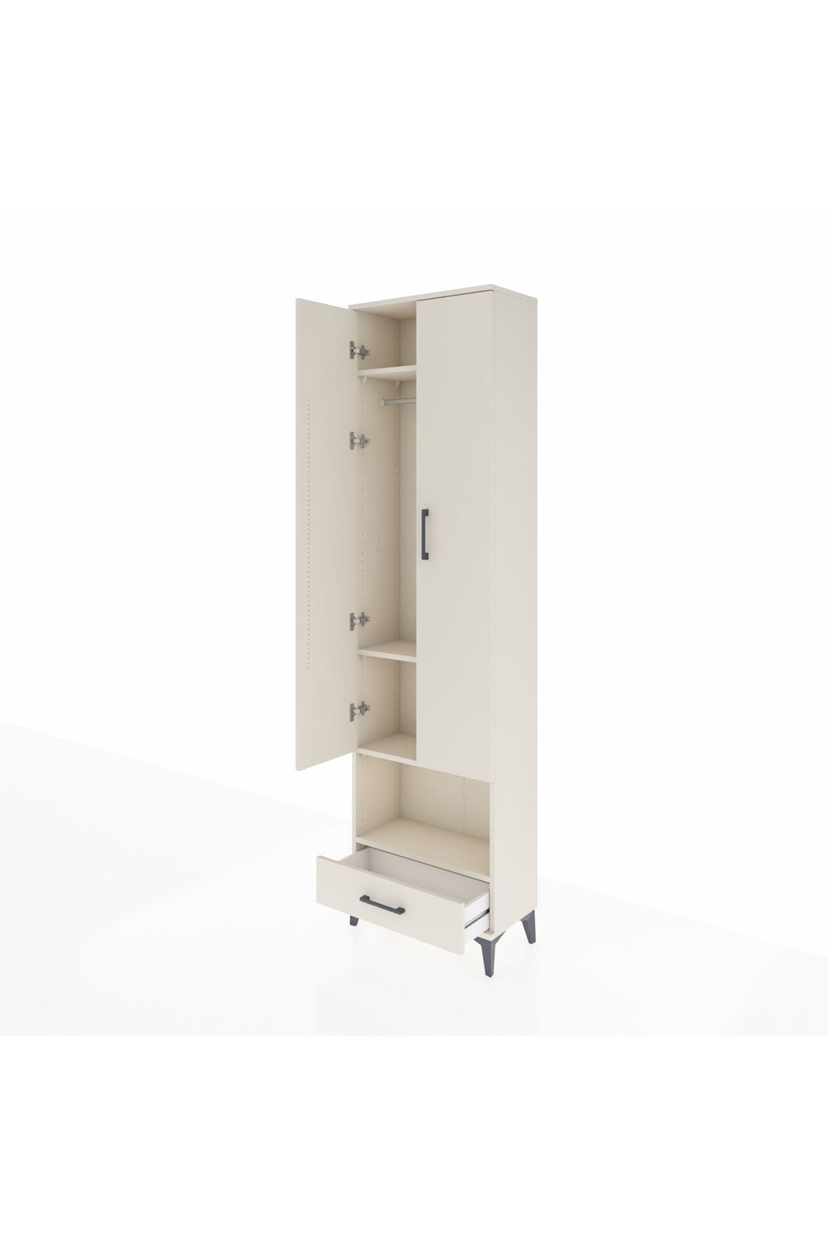 Arges Dolap 4 Raflı Tek Çekmeceli Tek Askılı 60x30x221 Aytaşı-Aytaşı