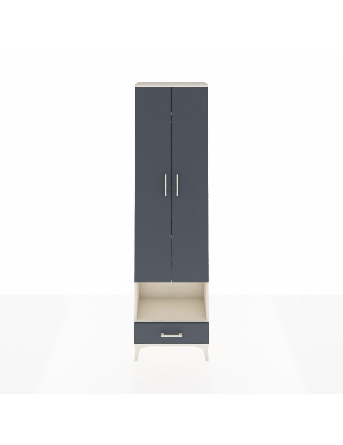 Arges Dolap 4 Raflı Tek Çekmeceli Tek Askılı 60x30x221 Aytaşı-Antrasit