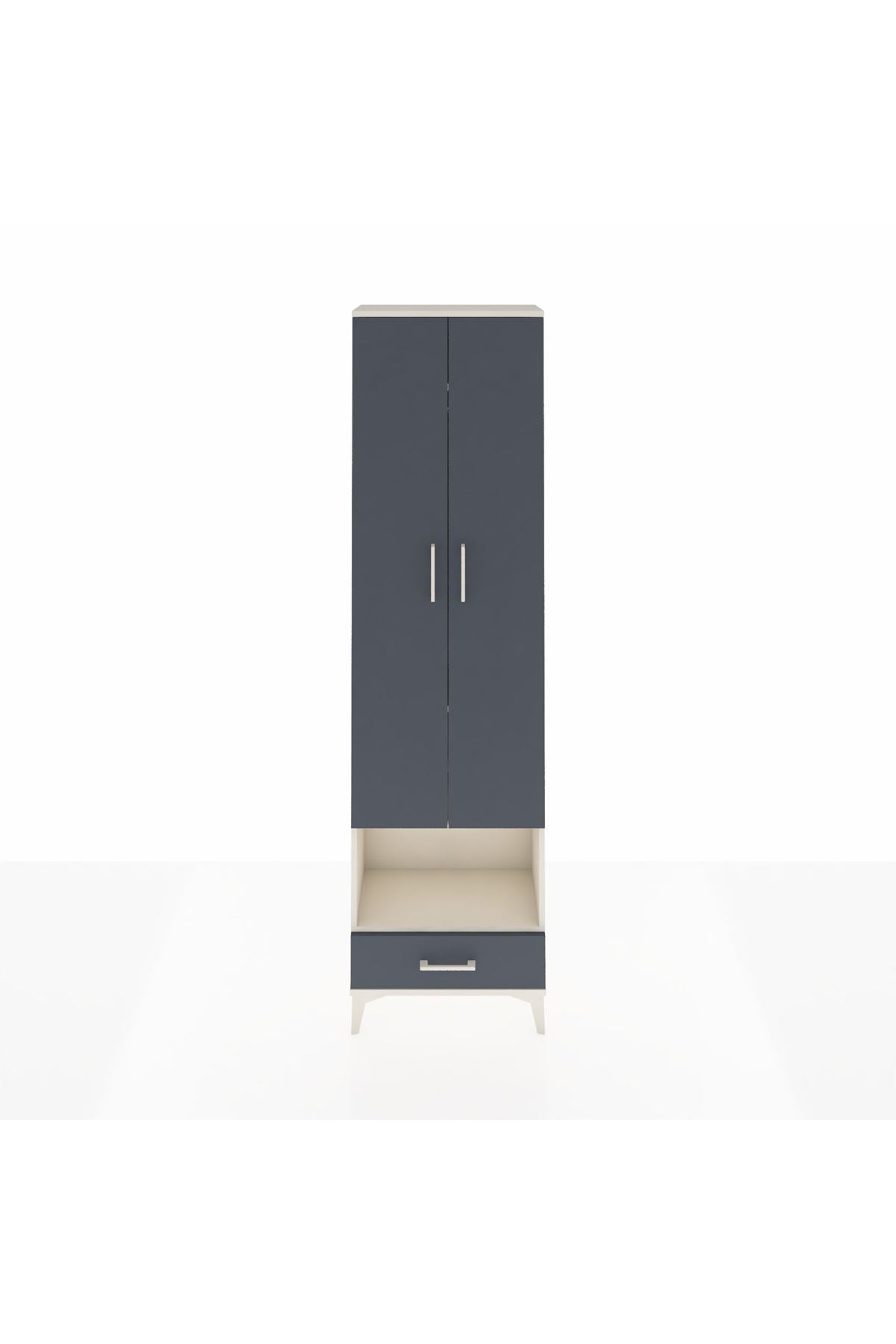 Arges Dolap 4 Raflı Tek Çekmeceli Tek Askılı 60x30x221 Aytaşı-Antrasit