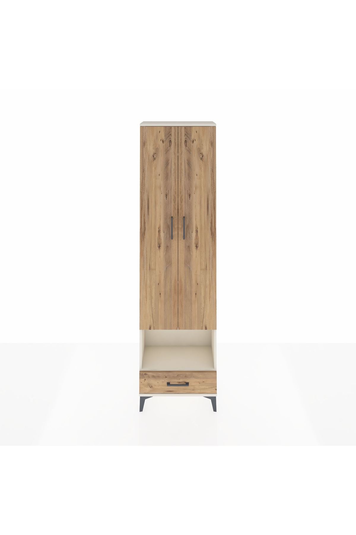 Arges Dolap 4 Raflı Tek Çekmeceli Tek Askılı 60x30x221 Aytaşı-Çam