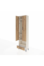 Arges Dolap 4 Raflı Tek Çekmeceli Tek Askılı 60x30x221 Aytaşı-Çam