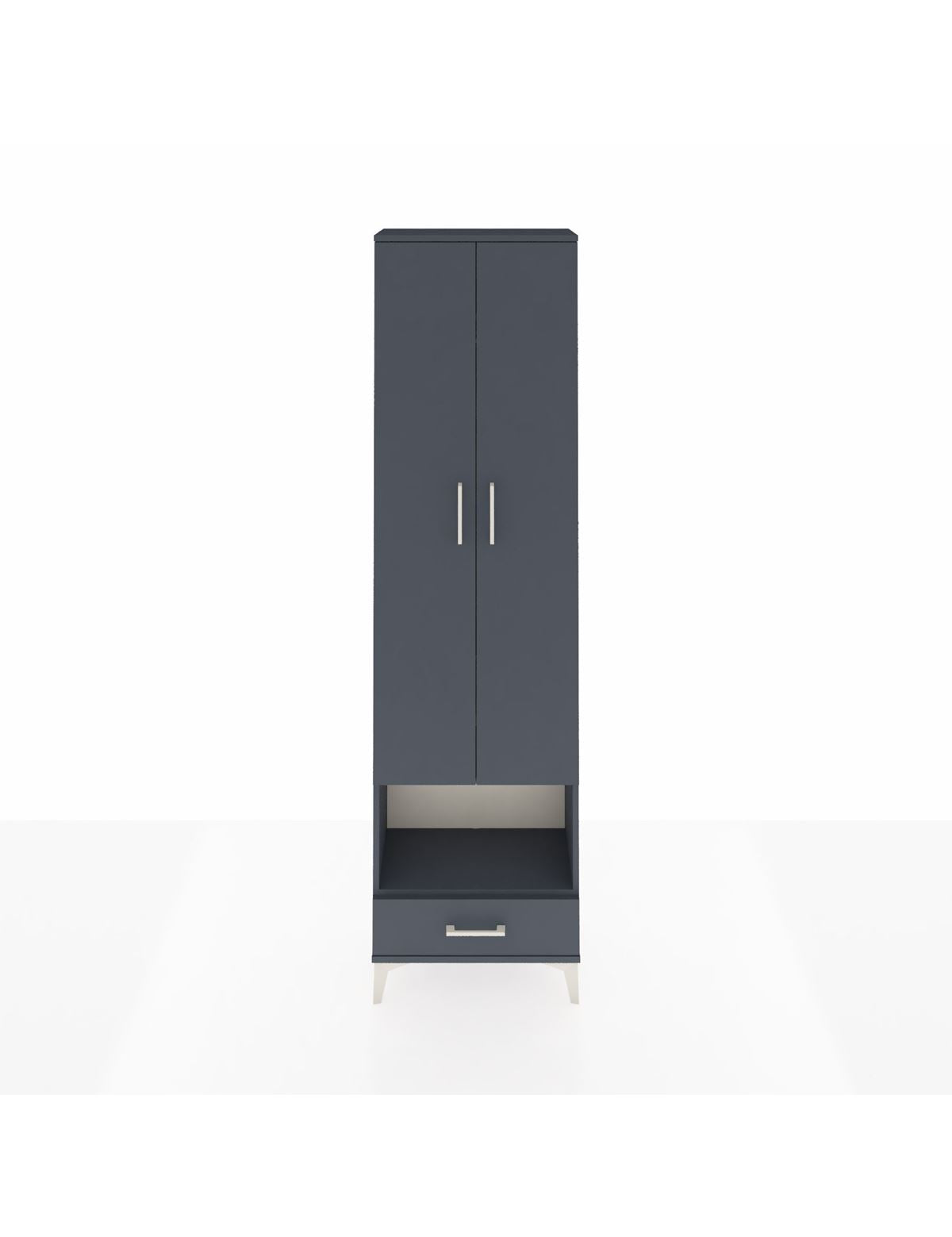 Arges Dolap 4 Raflı Tek Çekmeceli Tek Askılı 60x30x221 Antrasit-Antrasit