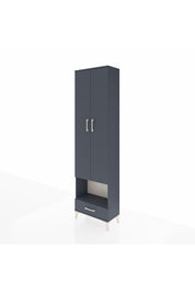 Arges Dolap 4 Raflı Tek Çekmeceli Tek Askılı 60x30x221 Antrasit-Antrasit