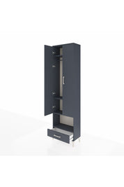 Arges Dolap 4 Raflı Tek Çekmeceli Tek Askılı 60x30x221 Antrasit-Antrasit