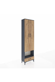 Arges Dolap 4 Raflı Tek Çekmeceli Tek Askılı 60x30x221 Antrasit-Çam