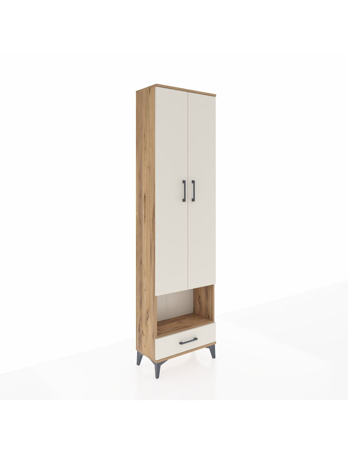 Arges Dolap 4 Raflı Tek Çekmeceli Tek Askılı 60x30x221 Çam-Aytaşı