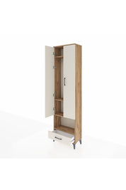 Arges Dolap 4 Raflı Tek Çekmeceli Tek Askılı 60x30x221 Çam-Aytaşı