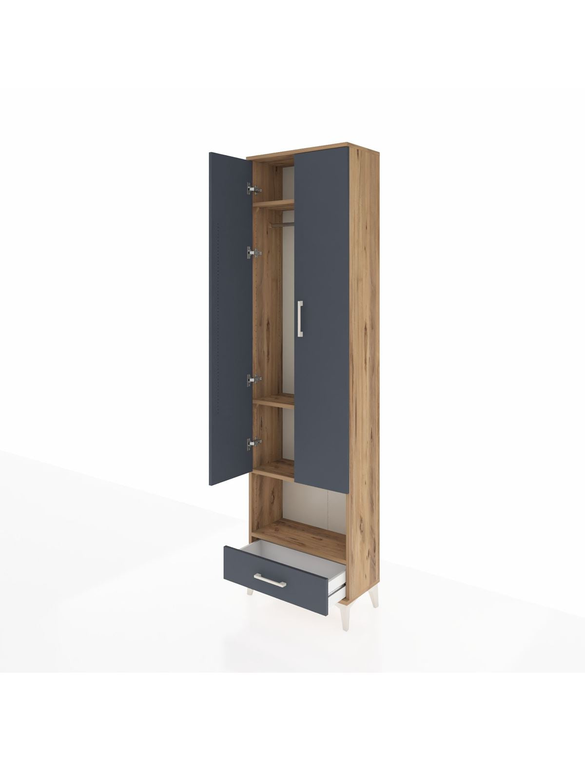 Arges Dolap 4 Raflı Tek Çekmeceli Tek Askılı 60x30x221 - S29M026V8A