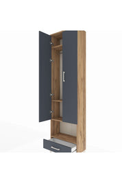 Arges Dolap 4 Raflı Tek Çekmeceli Tek Askılı 60x30x221 Çam-Antrasit