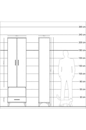 Arges Dolap 4 Raflı Tek Çekmeceli Tek Askılı 60x30x221 Çam-Antrasit