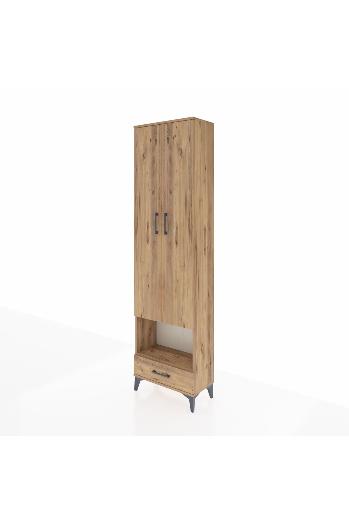 Arges Dolap 4 Raflı Tek Çekmeceli Tek Askılı 60x30x221 Çam-Çam