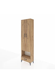 Arges Dolap 4 Raflı Tek Çekmeceli Tek Askılı 60x30x221 Çam-Çam