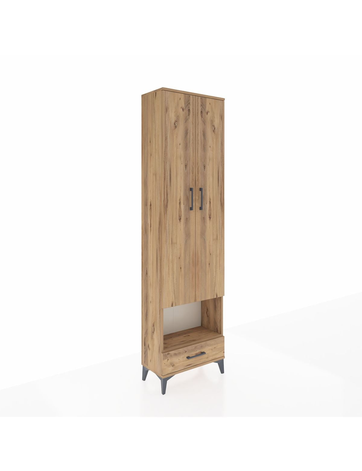 Arges Dolap 4 Raflı Tek Çekmeceli Tek Askılı 60x30x221 Çam-Çam