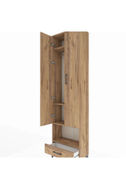 Arges Dolap 4 Raflı Tek Çekmeceli Tek Askılı 60x30x221 Çam-Çam