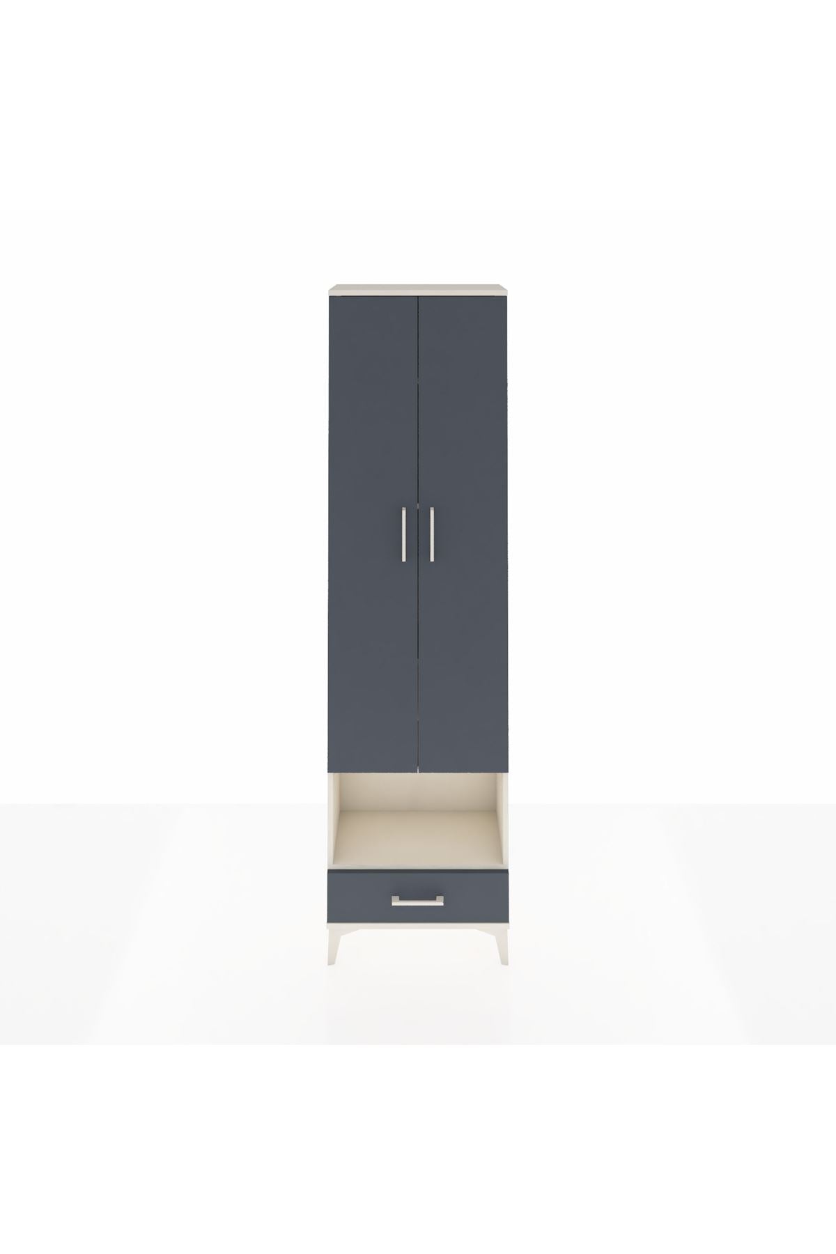 Arges Dolap 5 Raflı Tek Çekmeceli Tek Askılı 60x30x221 Aytaşı-Antrasit