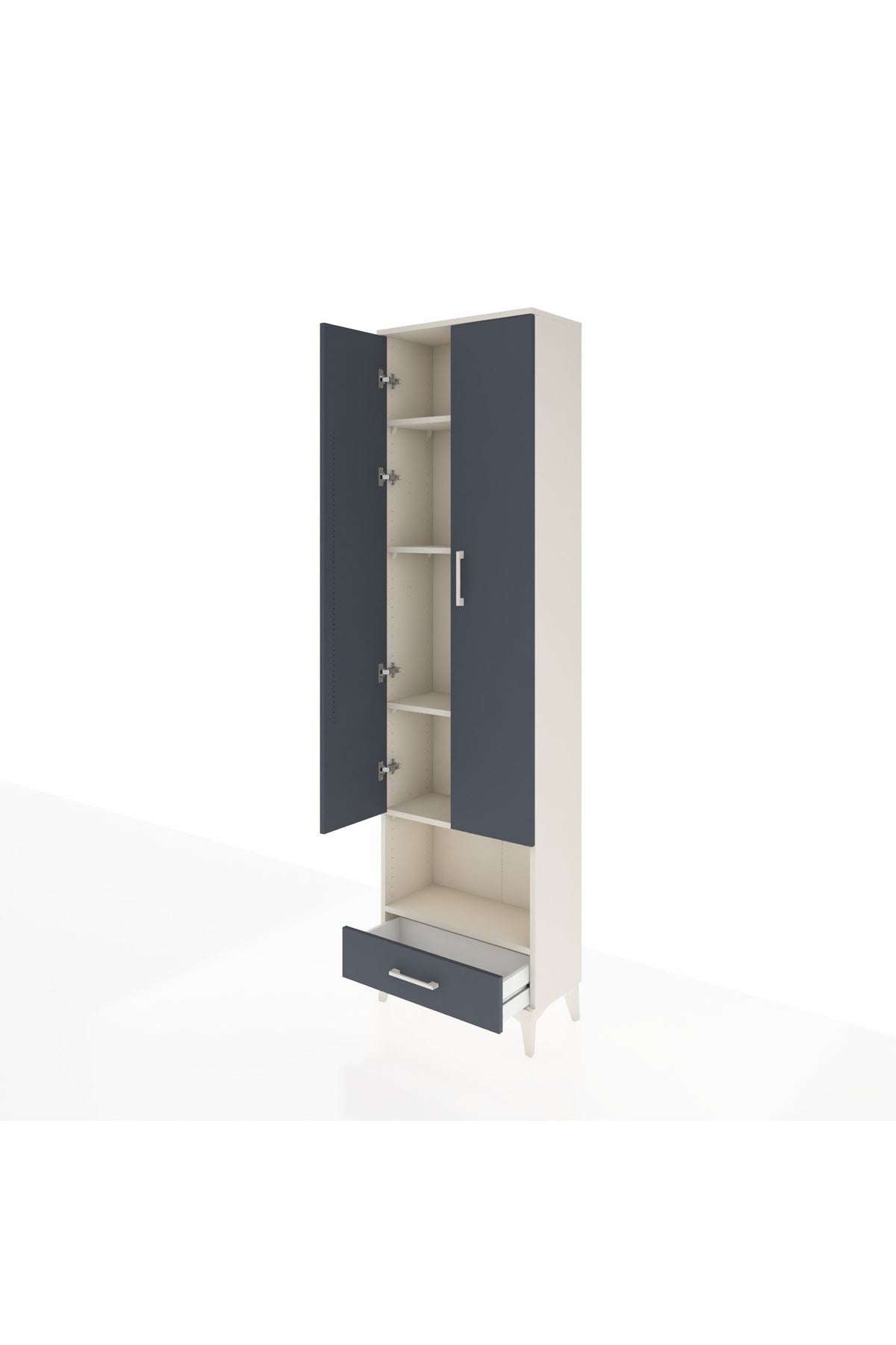 Arges Dolap 5 Raflı Tek Çekmeceli Tek Askılı 60x30x221 Aytaşı-Antrasit