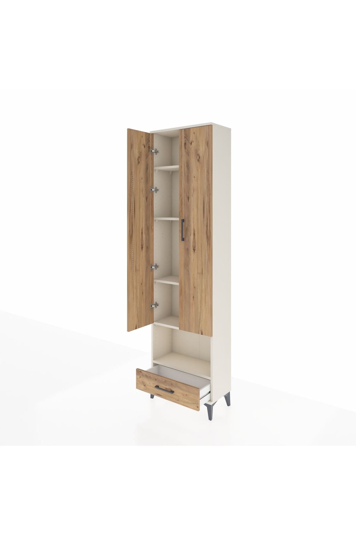 Arges Dolap 5 Raflı Tek Çekmeceli Tek Askılı 60x30x221 Aytaşı-Çam