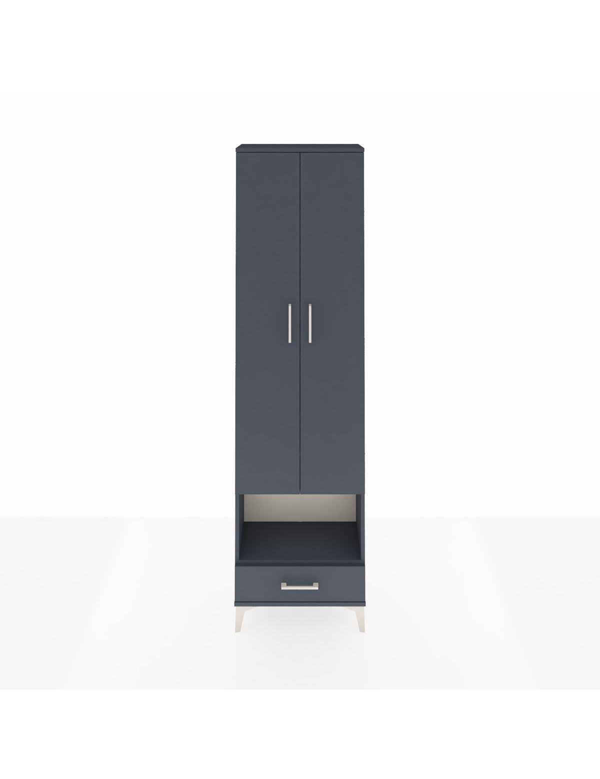 Arges Dolap 5 Raflı Tek Çekmeceli Tek Askılı 60x30x221 Antrasit-Antrasit