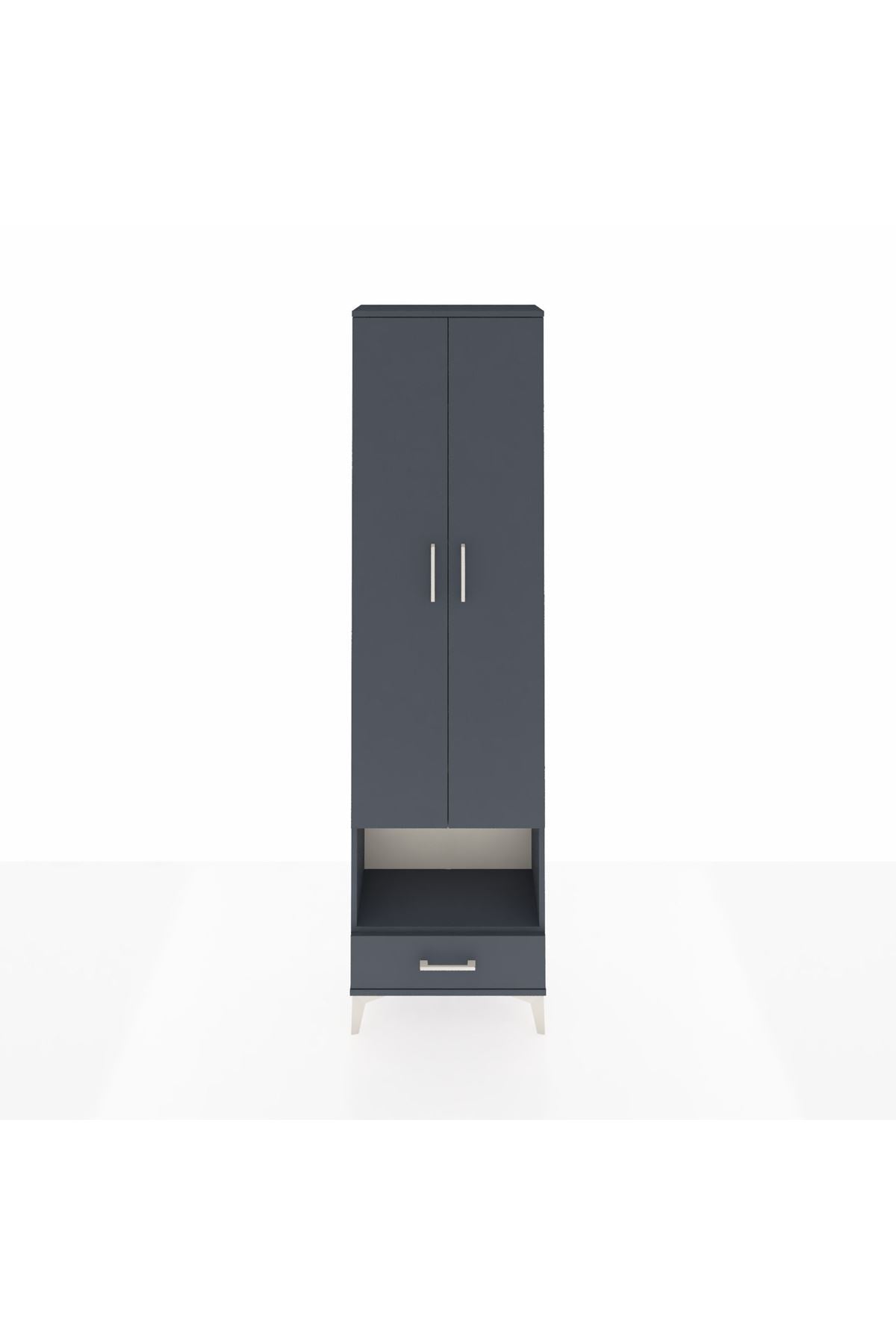 Arges Dolap 5 Raflı Tek Çekmeceli Tek Askılı 60x30x221 Antrasit-Antrasit