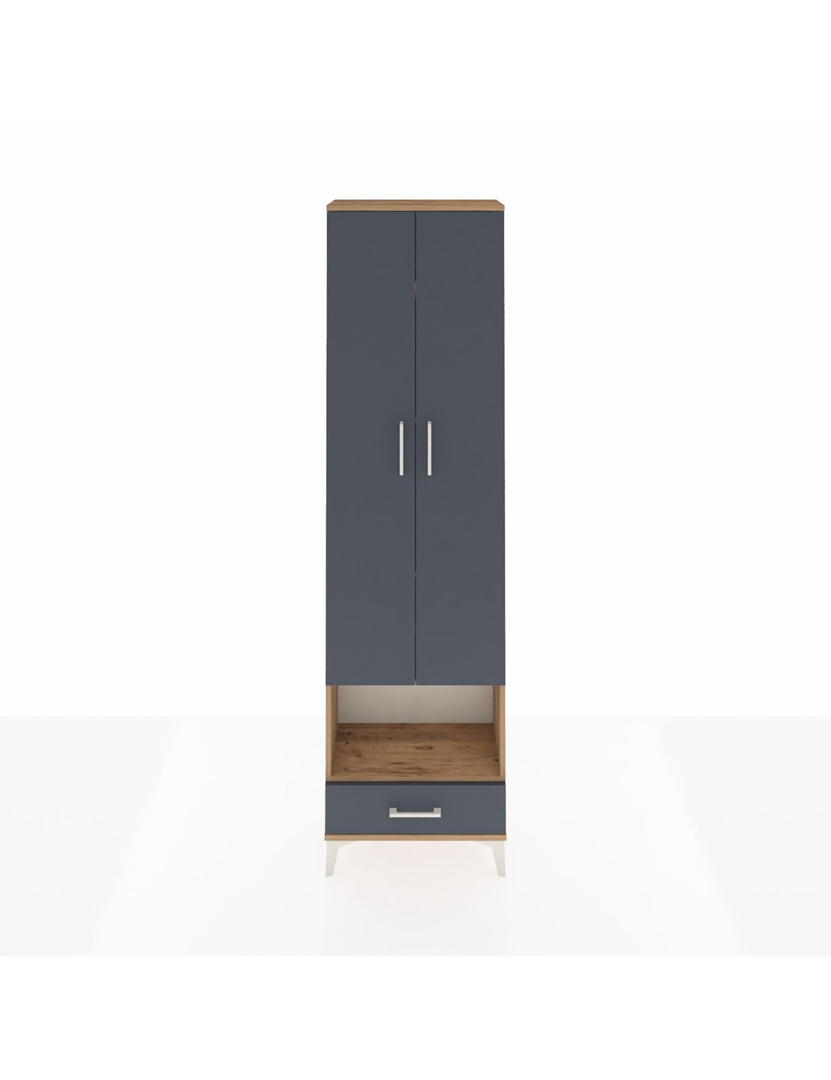 Arges Dolap 5 Raflı Tek Çekmeceli Tek Askılı 60x30x221 Çam-Antrasit