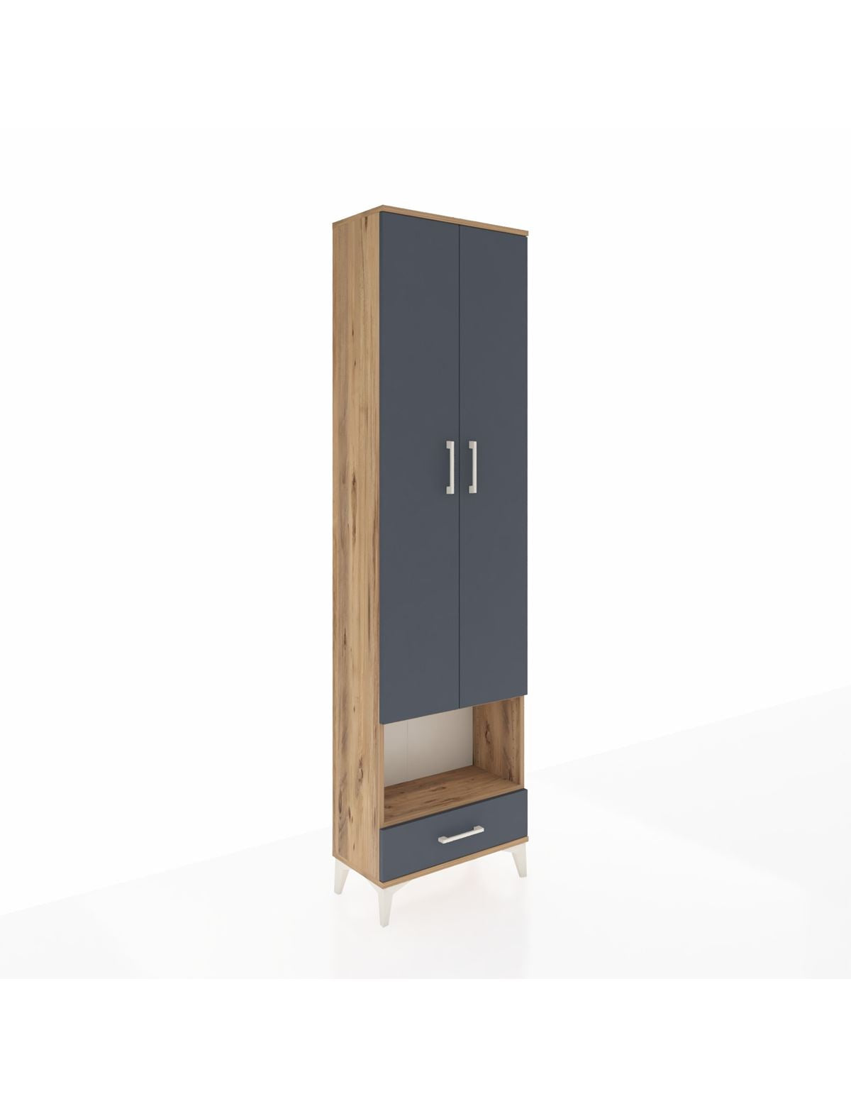 Arges Dolap 5 Raflı Tek Çekmeceli Tek Askılı 60x30x221 Çam-Antrasit