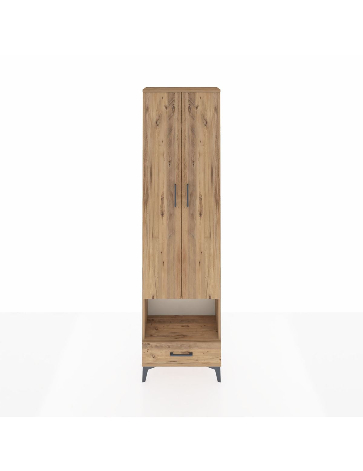 Arges Dolap 5 Raflı Tek Çekmeceli Tek Askılı 60x30x221 Çam-Çam