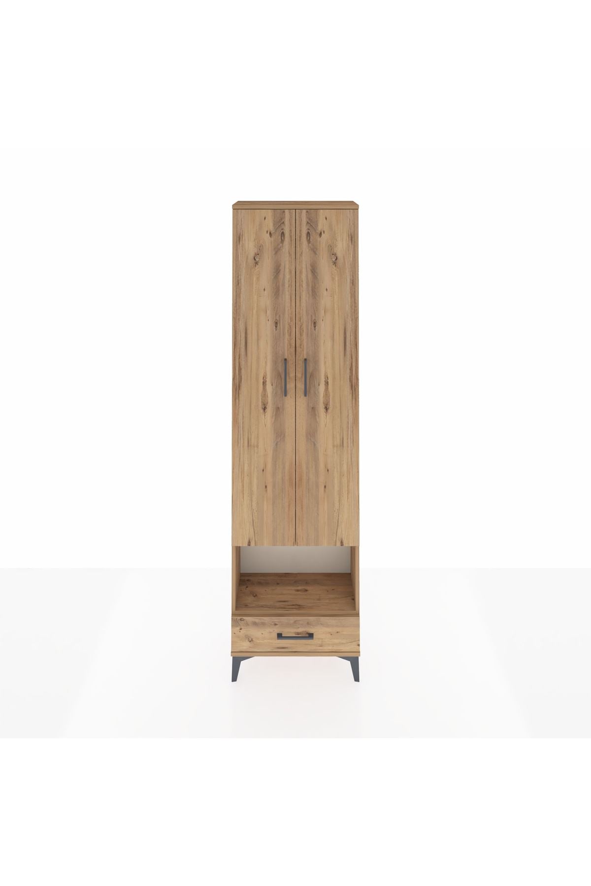 Arges Dolap 5 Raflı Tek Çekmeceli Tek Askılı 60x30x221 Çam-Çam