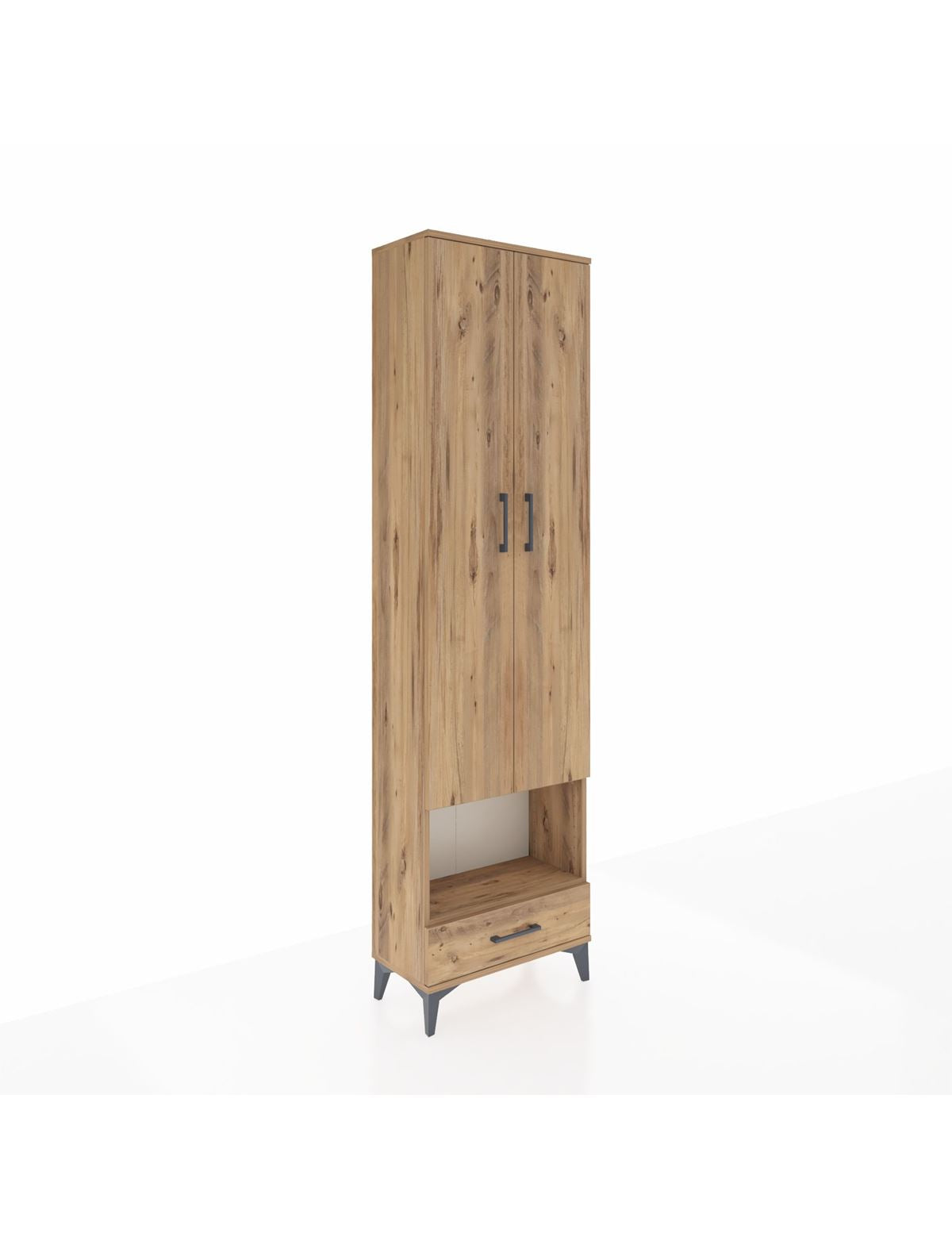 Arges Dolap 5 Raflı Tek Çekmeceli Tek Askılı 60x30x221 Çam-Çam