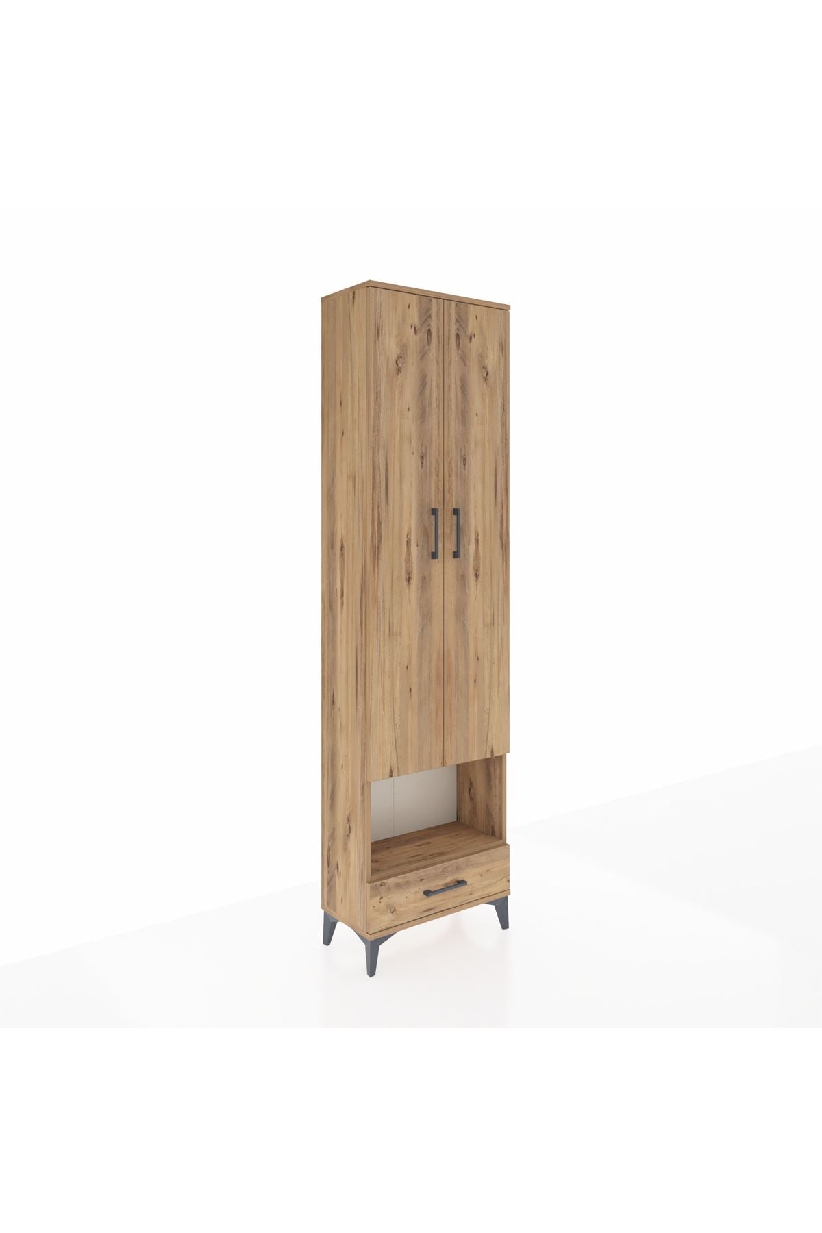 Arges Dolap 5 Raflı Tek Çekmeceli Tek Askılı 60x30x221 Çam-Çam