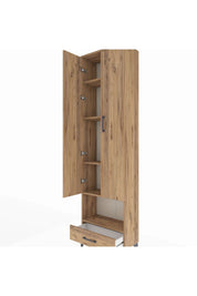 Arges Dolap 5 Raflı Tek Çekmeceli Tek Askılı 60x30x221 Çam-Çam