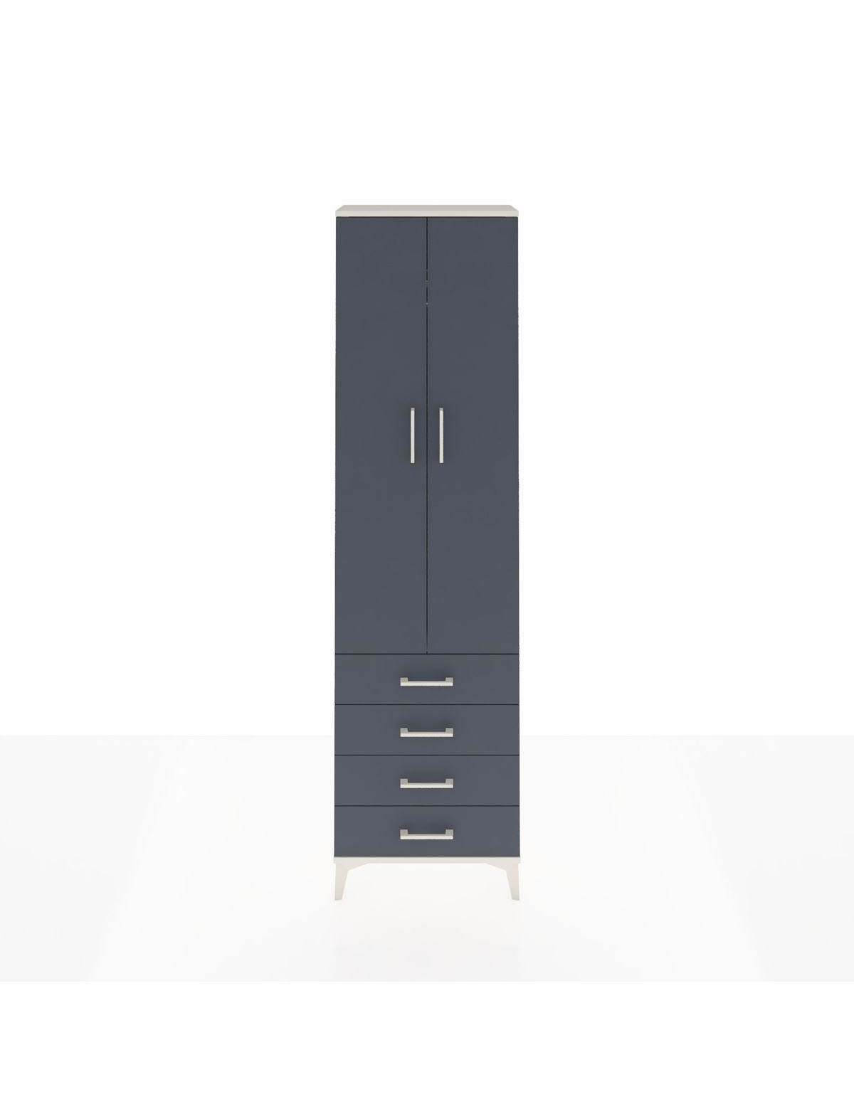 Arges Dolap 2 Raflı 4 Çekmeceli Tek Askılı 60x30x221 Aytaşı-Antrasit