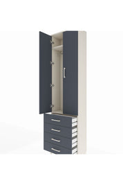 Arges Dolap 2 Raflı 4 Çekmeceli Tek Askılı 60x30x221 Aytaşı-Antrasit