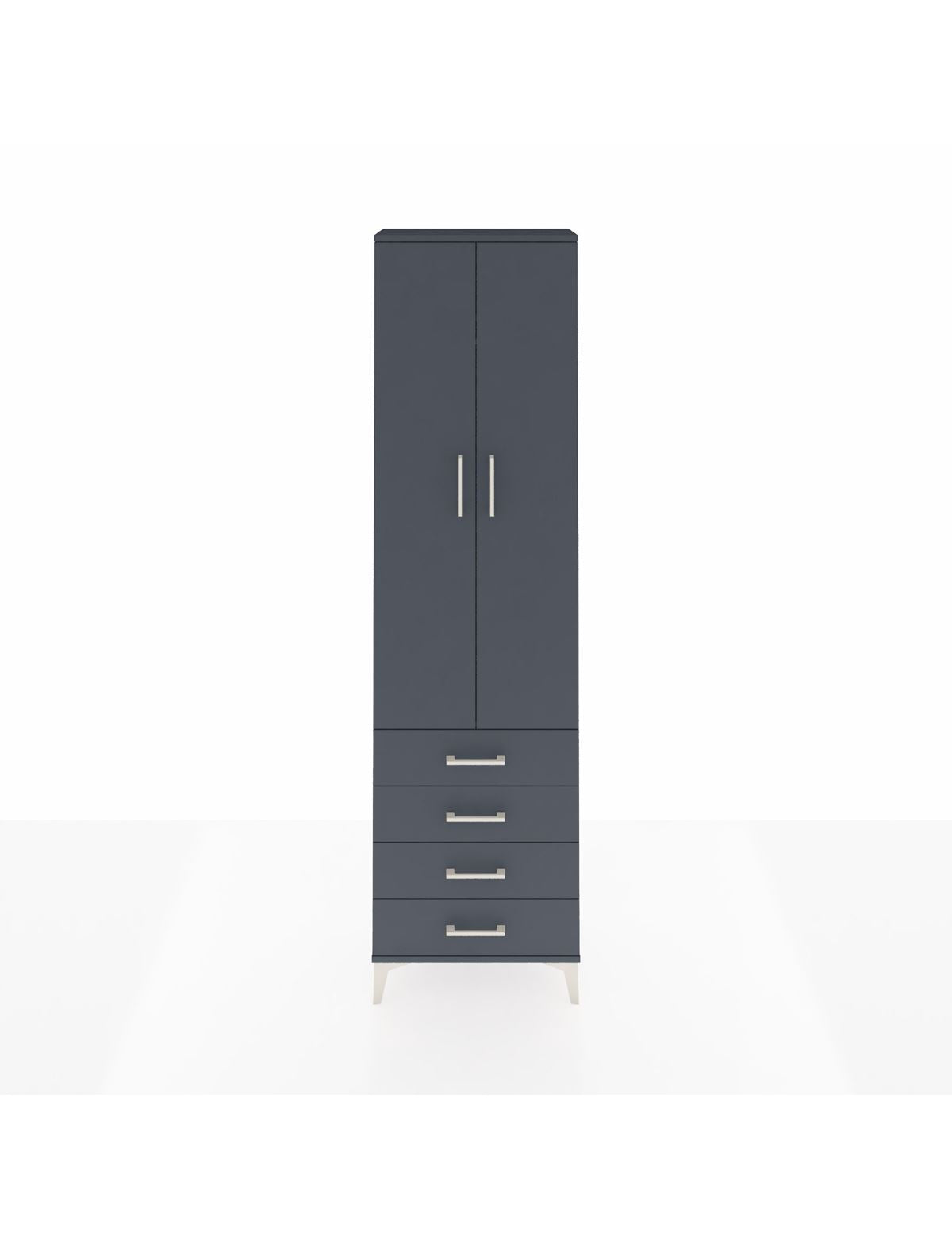 Arges Dolap 2 Raflı 4 Çekmeceli Tek Askılı 60x30x221 Antrasit-Antrasit