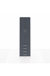Arges Dolap 2 Raflı 4 Çekmeceli Tek Askılı 60x30x221 Antrasit-Antrasit