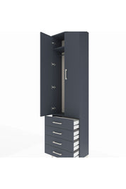 Arges Dolap 2 Raflı 4 Çekmeceli Tek Askılı 60x30x221 Antrasit-Antrasit