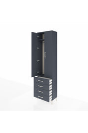 Arges Dolap 2 Raflı 4 Çekmeceli Tek Askılı 60x30x221 Antrasit-Antrasit