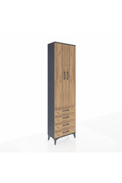 Arges Dolap 2 Raflı 4 Çekmeceli Tek Askılı 60x30x221 Antrasit-Çam