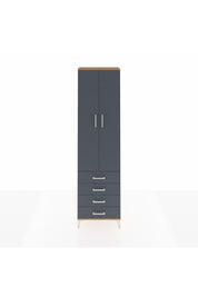 Arges Dolap 2 Raflı 4 Çekmeceli Tek Askılı 60x30x221 Çam-Antrasit