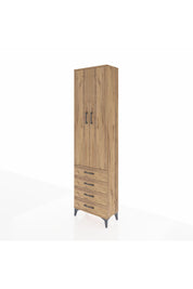 Arges Dolap 2 Raflı 4 Çekmeceli Tek Askılı 60x30x221 Çam-Çam