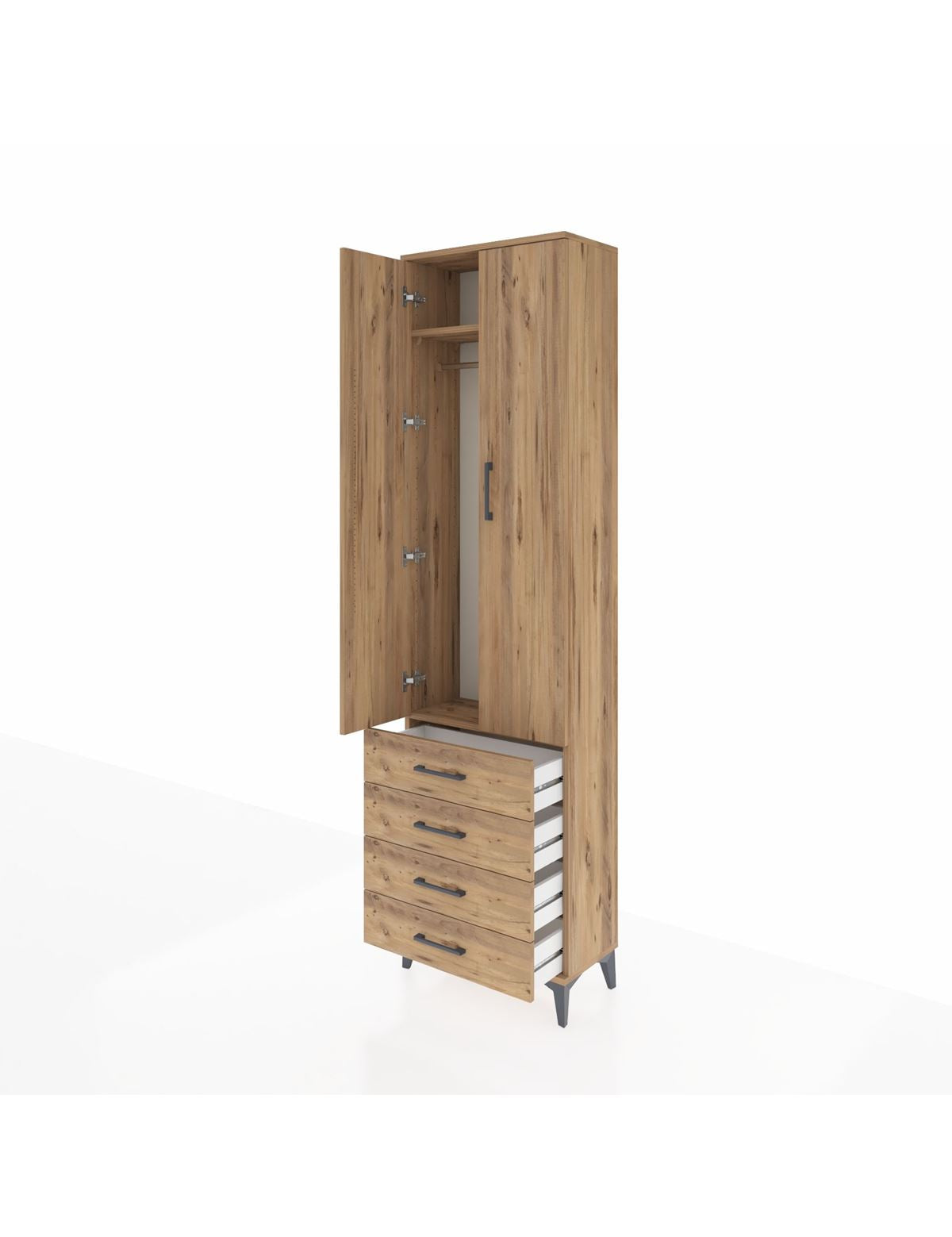 Arges Dolap 2 Raflı 4 Çekmeceli Tek Askılı 60x30x221 - S29M028V9A