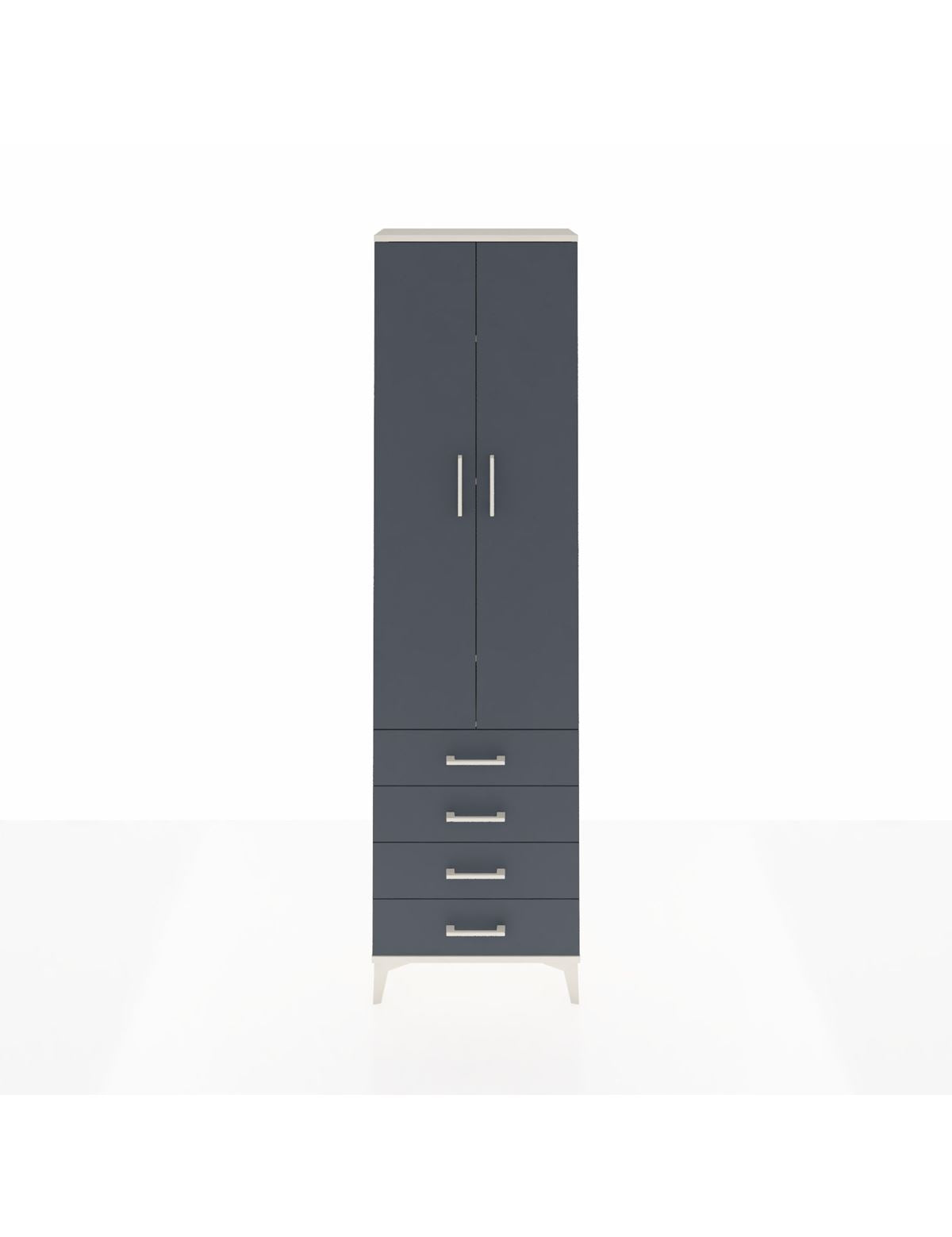 Arges Dolap 4 Raflı 4 Çekmeceli 2 Kapaklı 60x30x221 Aytaşı-Antrasit