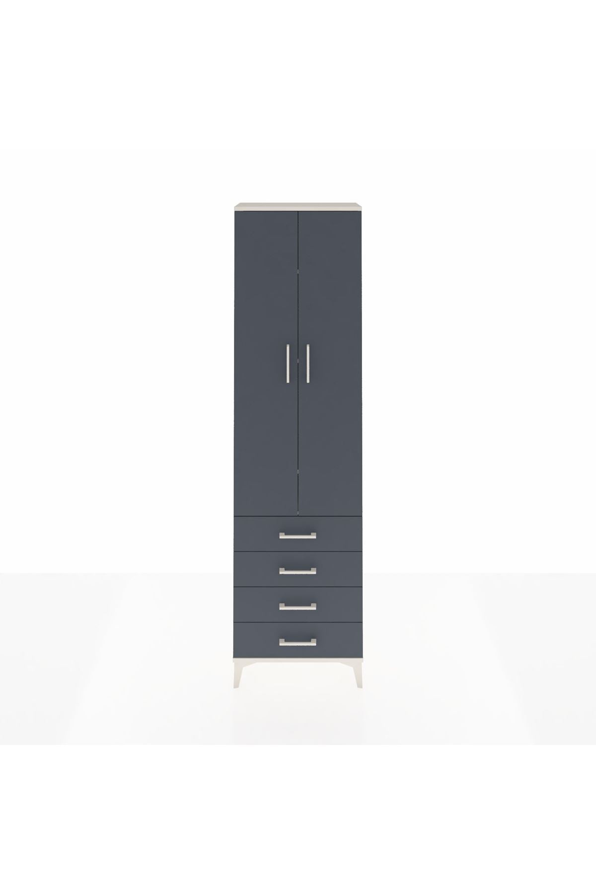 Arges Dolap 4 Raflı 4 Çekmeceli 2 Kapaklı 60x30x221 Aytaşı-Antrasit