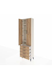 Arges Dolap 4 Raflı 4 Çekmeceli 2 Kapaklı 60x30x221 Aytaşı-Çam